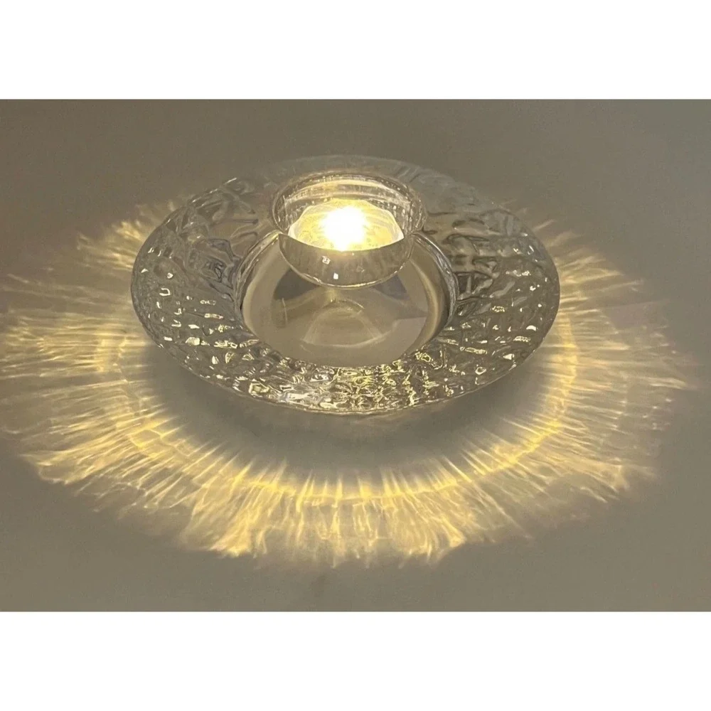 Orrefors Stella Crystal Votive Candle Holders Set of 3 Signed Sweden 4.75